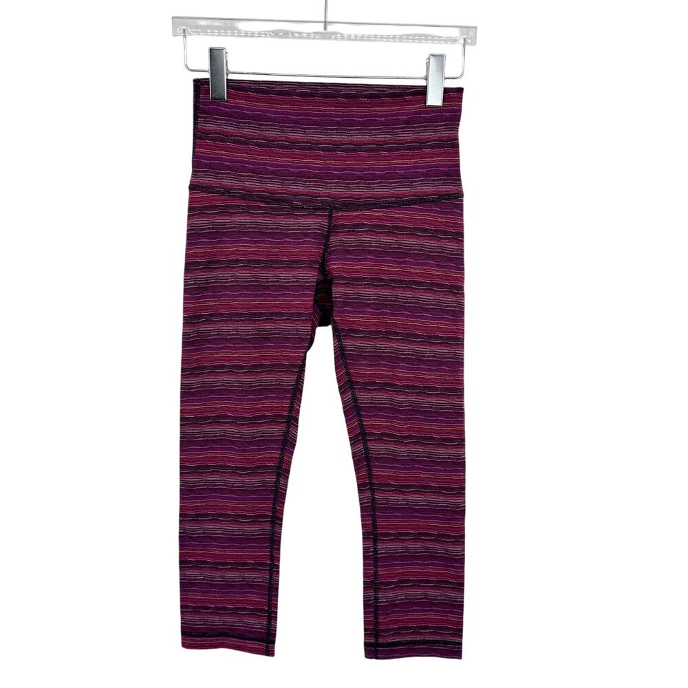 Lululemon 8 Wunder Under cropped high rise leggings space dye twist regal plum